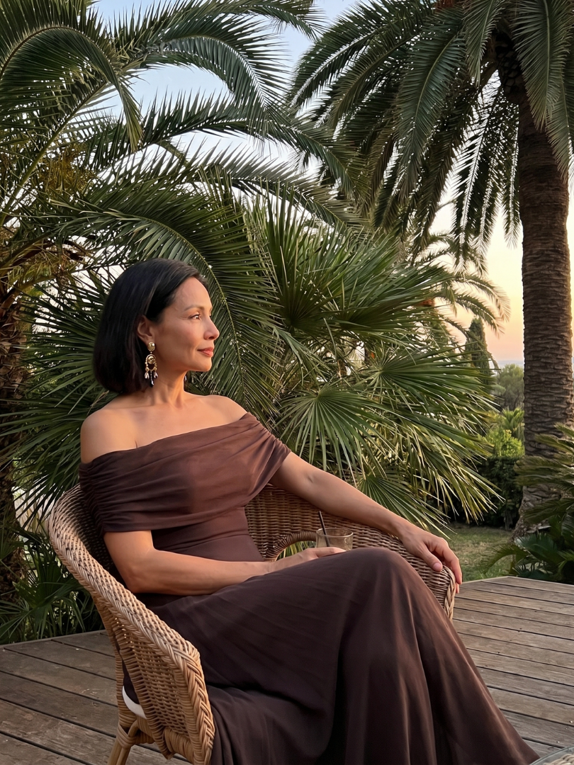 Giugno | Draped Off-Shoulder Midi Dress
