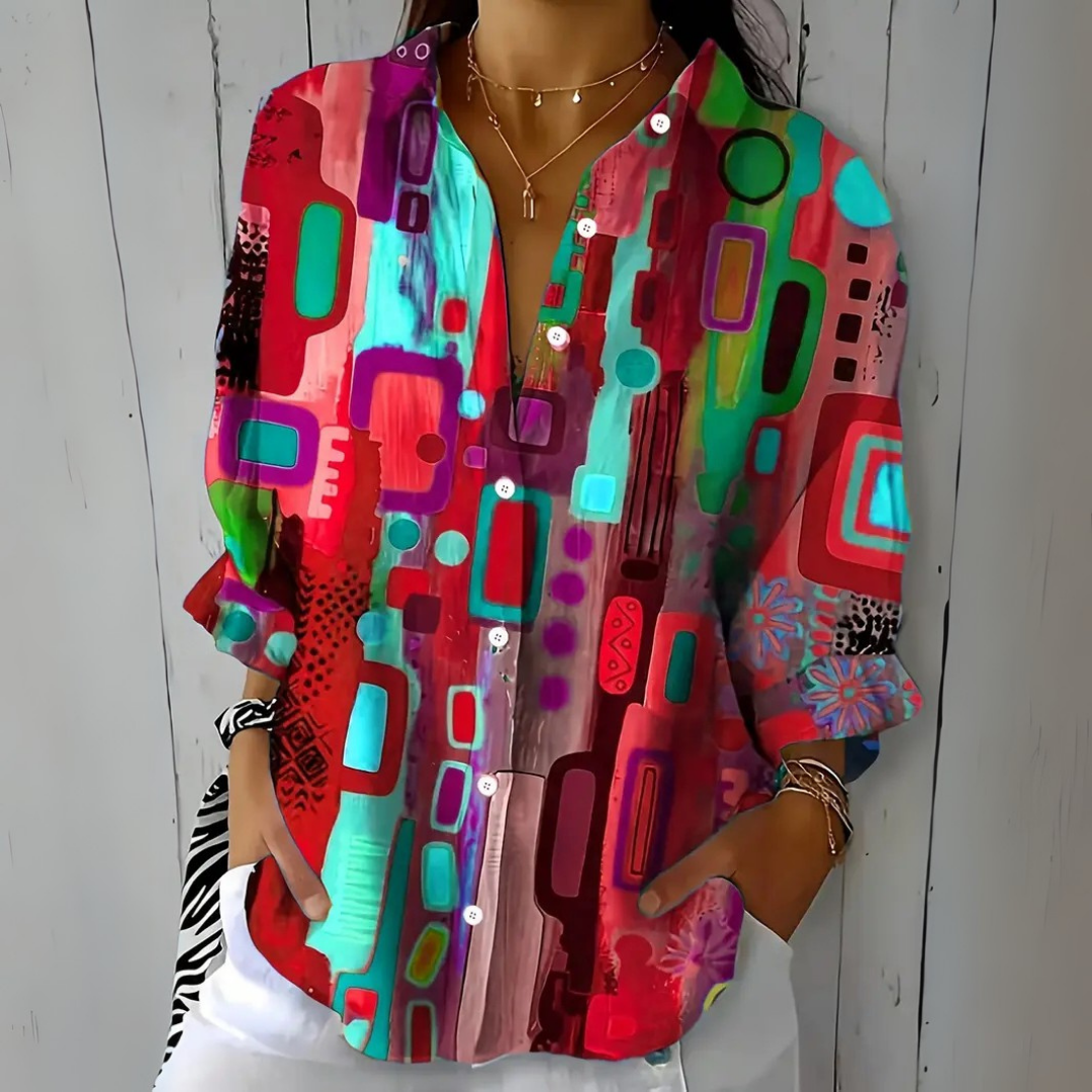 Catalina | Vivid Artistic Button Blouse