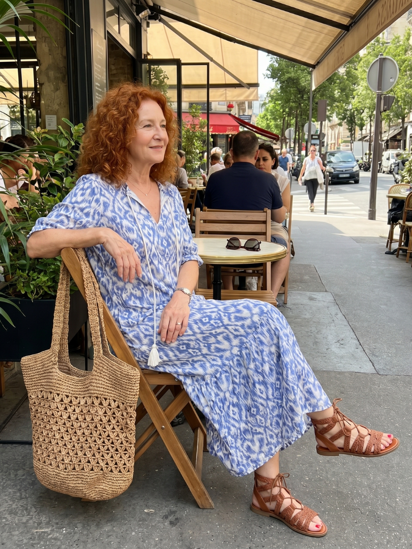 Olivia | Tassel-Tie Neck Printed Midi Dress