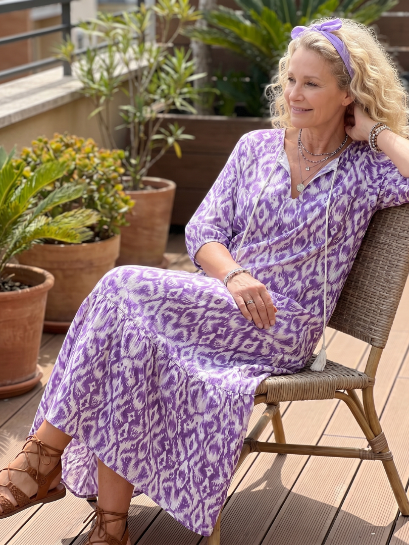 Penelope | Printed Tassel-Tie Midi Dress