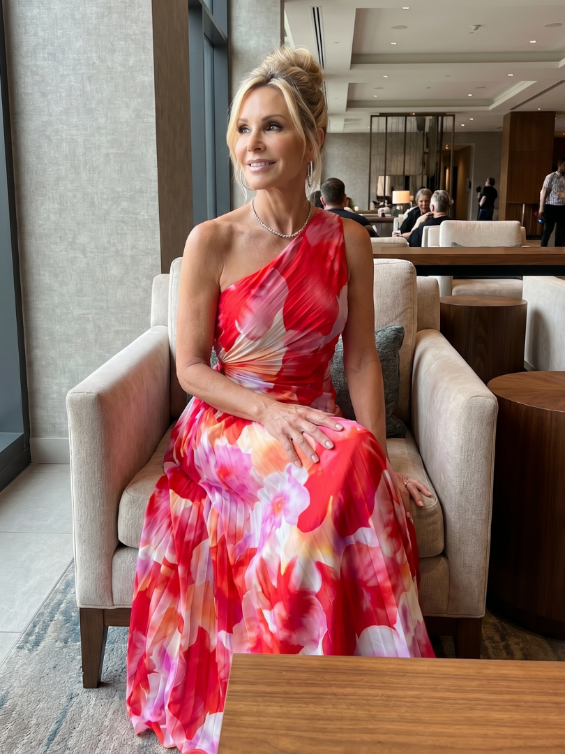 Taya | Off-Shoulder Pleated Bodice Midi Dress