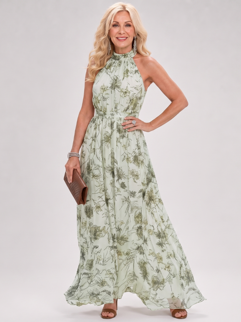 Guinevere | Floral Midi Dress with Flowing Skirt