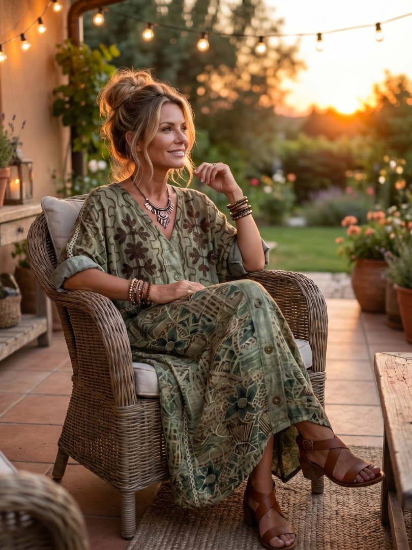 Allison | Button-Front Oversized Pocket Midi Dress