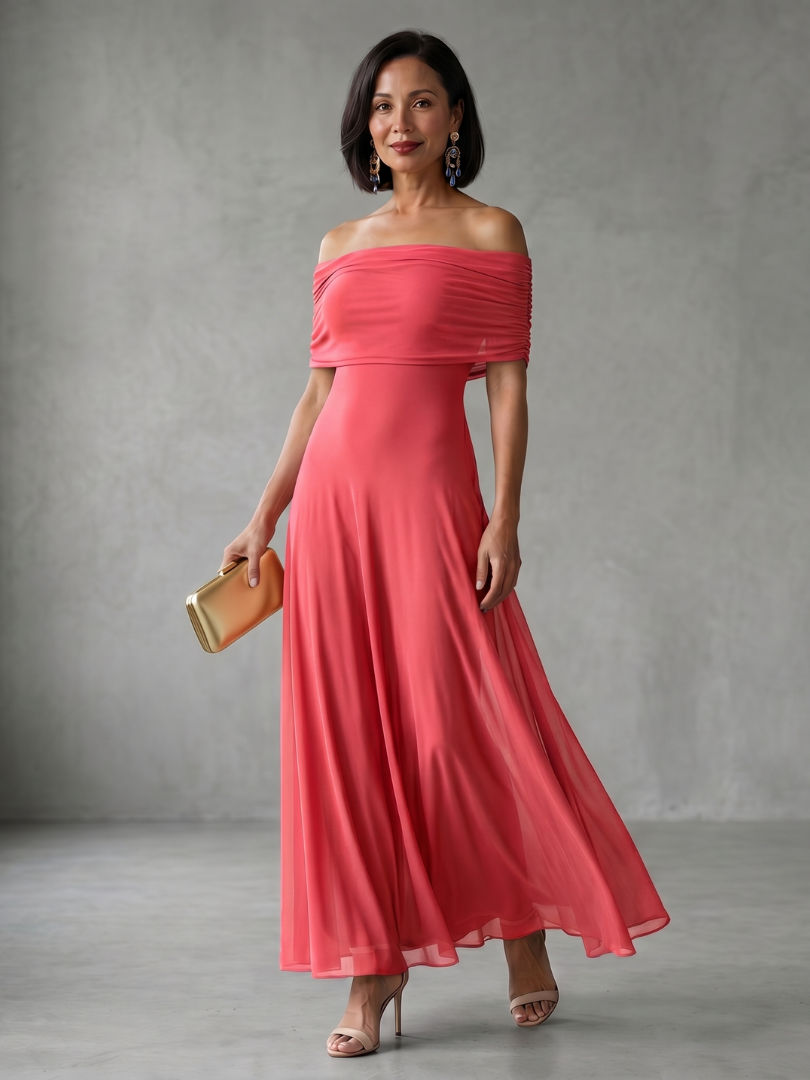 Giugno | Draped Off-Shoulder Midi Dress