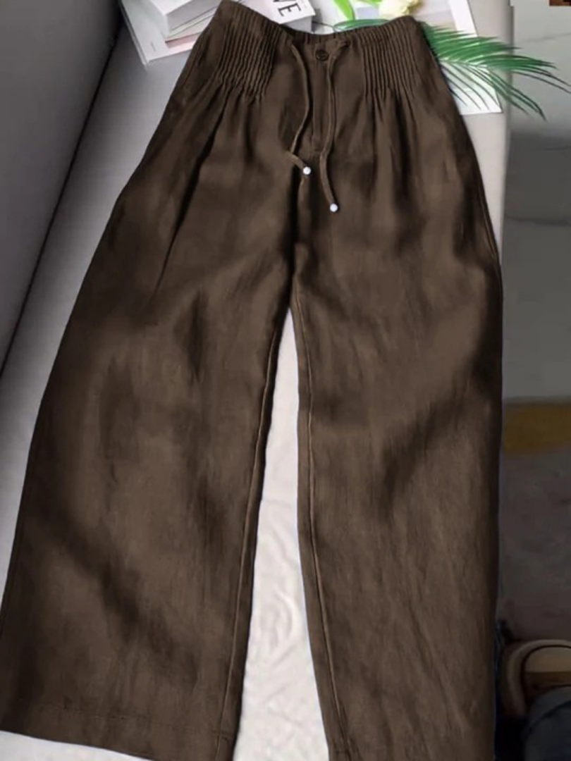 Camille | Cotton-Linen Wide Leg Trousers