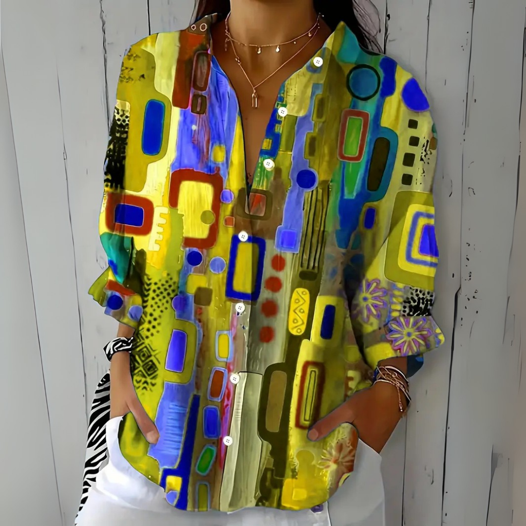 Catalina | Vivid Artistic Button Blouse