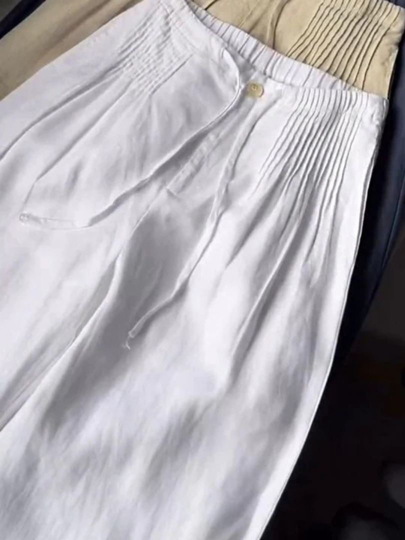 Camille | Cotton-Linen Wide Leg Trousers