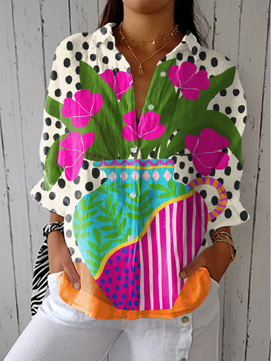 Amara | Flower Vase Print Blouse