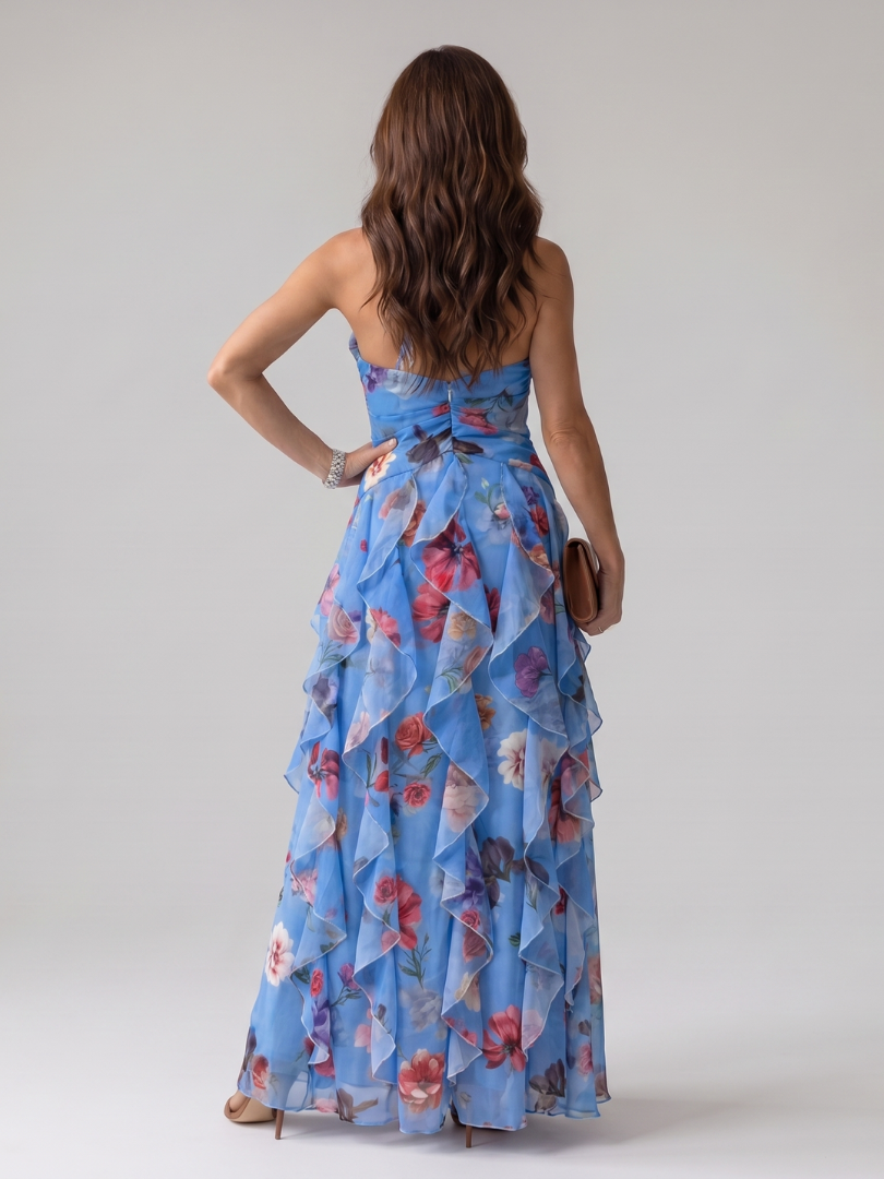 Nori | Gathered Halter Floral Maxi Dress