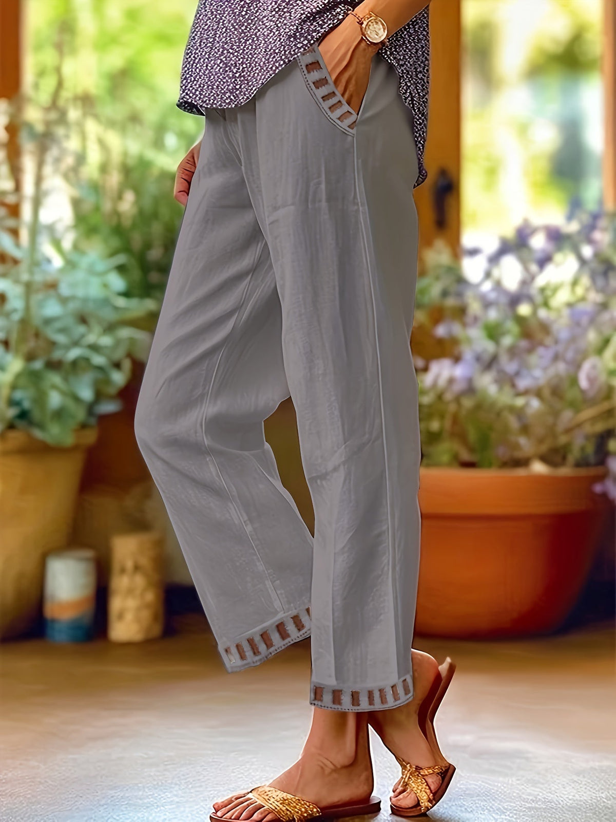 Wren | Cropped Trousers with Contrast Detail
