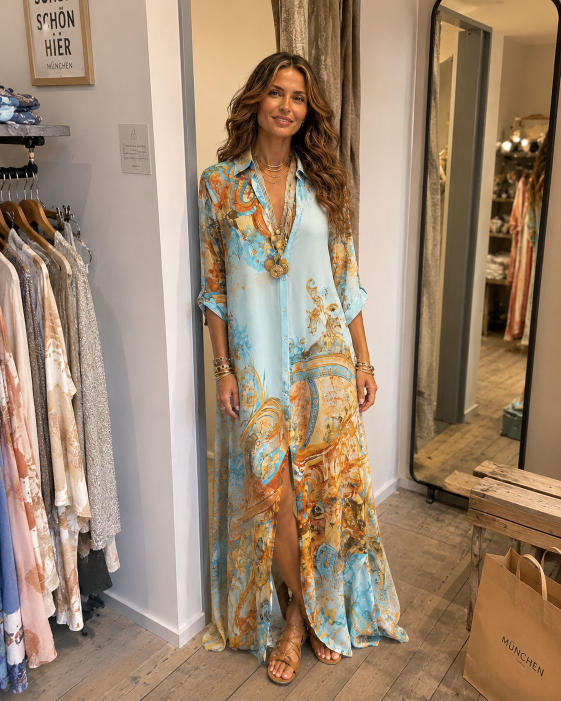 Liane | Abito maxy floreale con bottoni