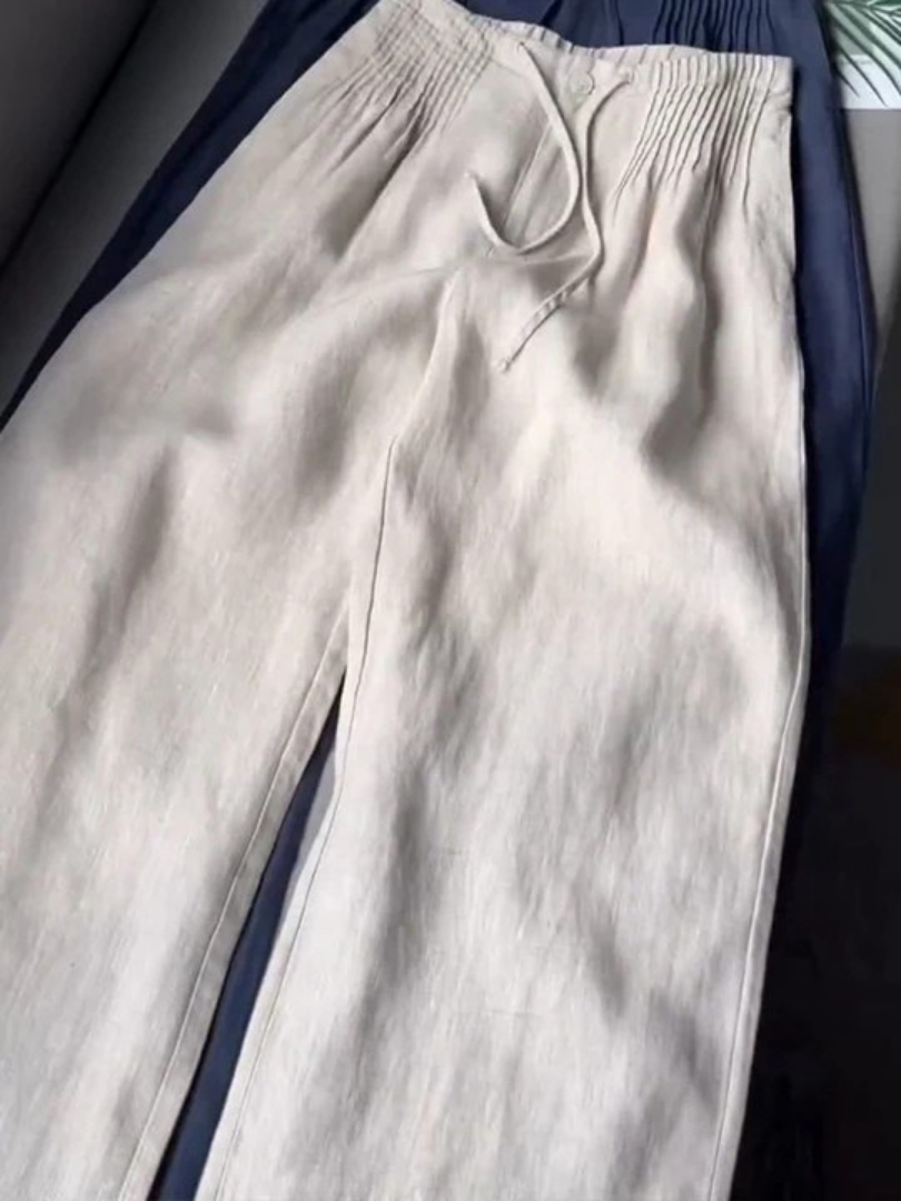 Camille | Cotton-Linen Wide Leg Trousers