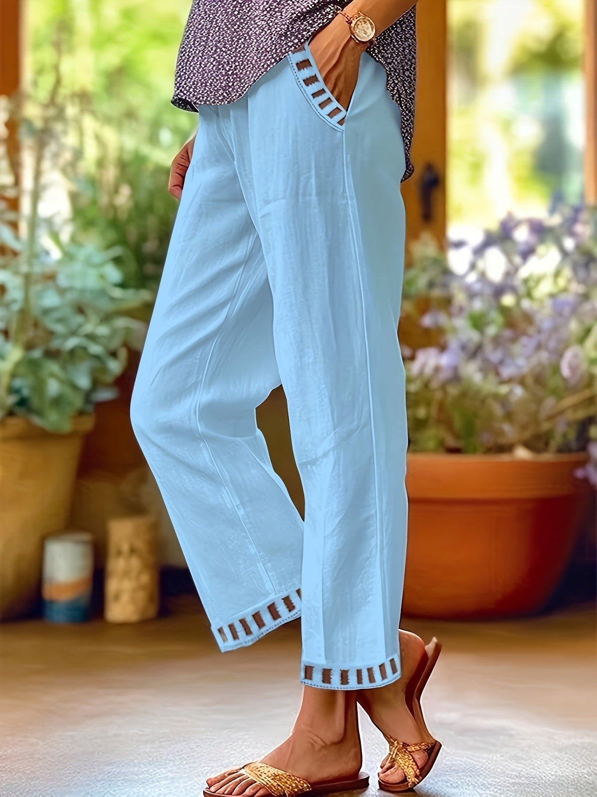 Wren | Cropped Trousers with Contrast Detail