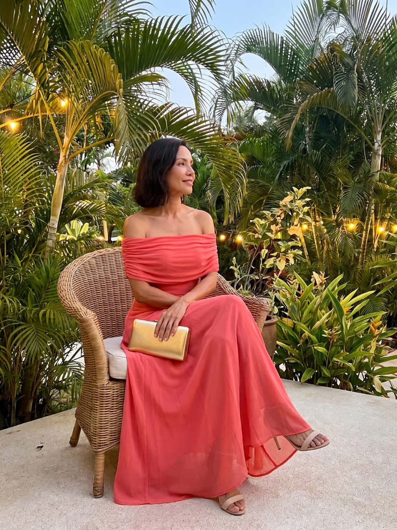 Giugno | Draped Off-Shoulder Midi Dress