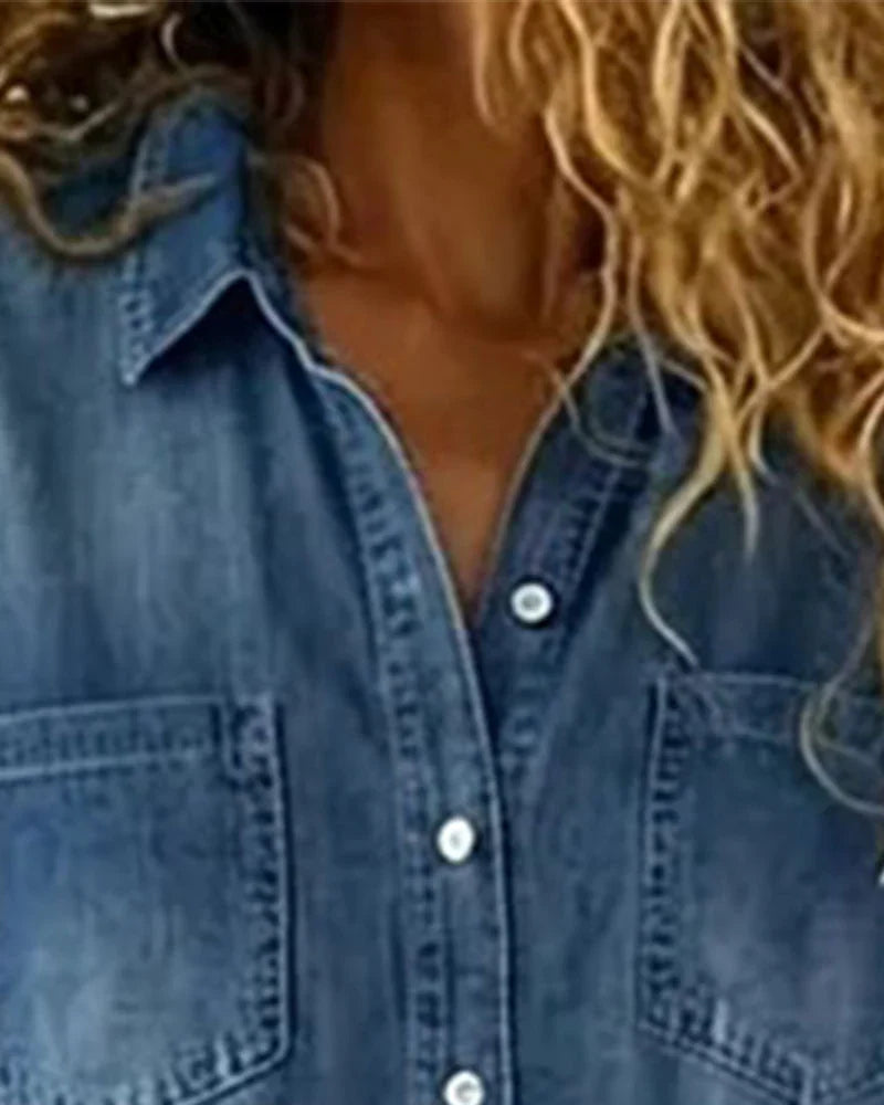 Isabela - Tuta in denim con bottoni frontali