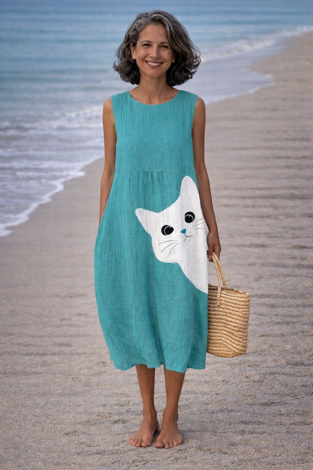 Ana | Cat Print Midi Dress