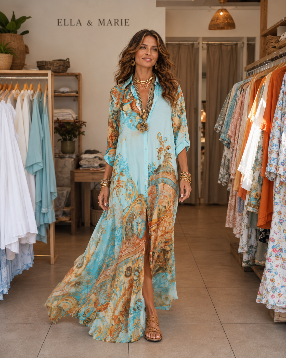 Liane | Abito maxy floreale con bottoni