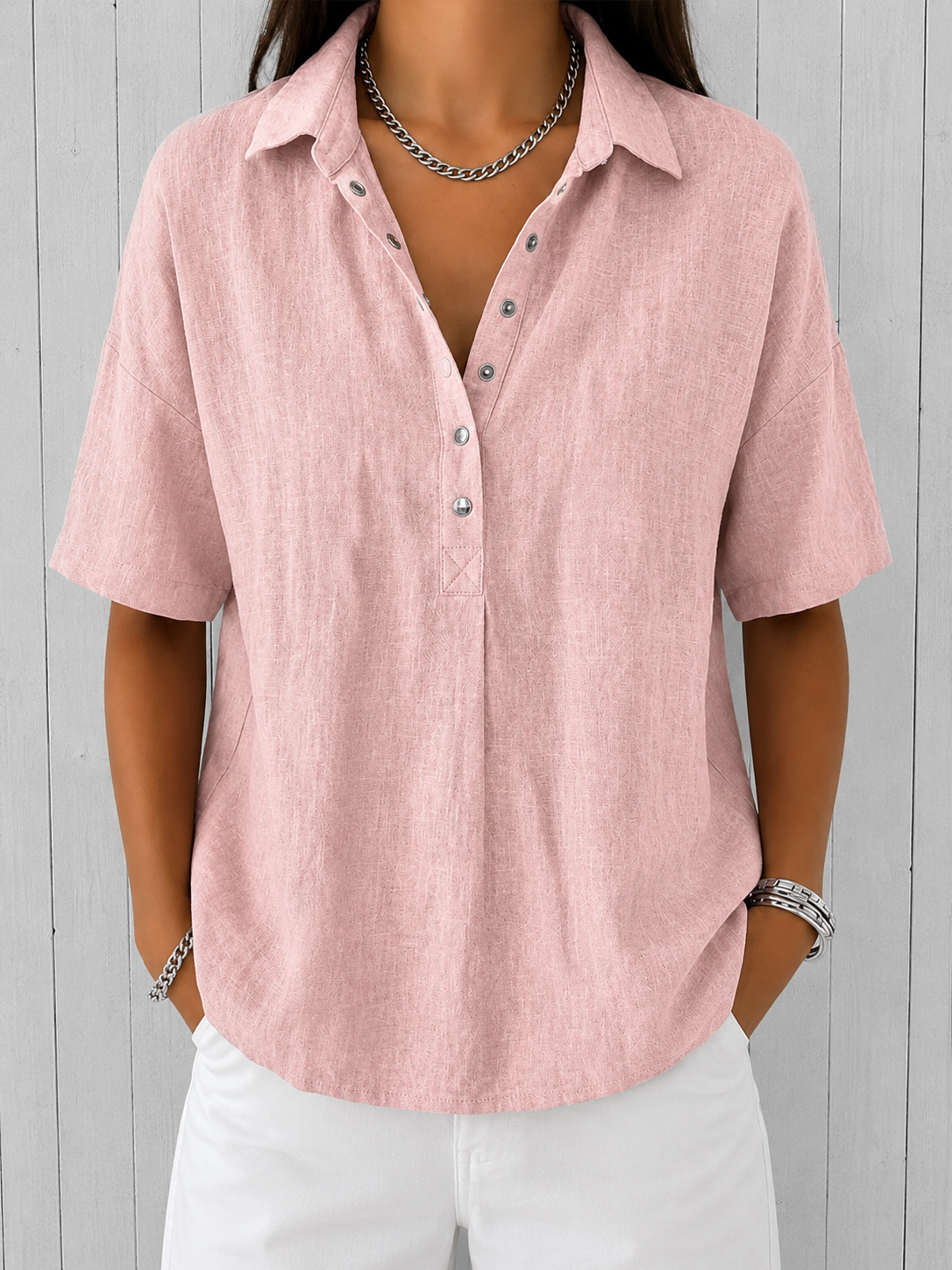 Avalyn | Collared Blouse with Button Detail