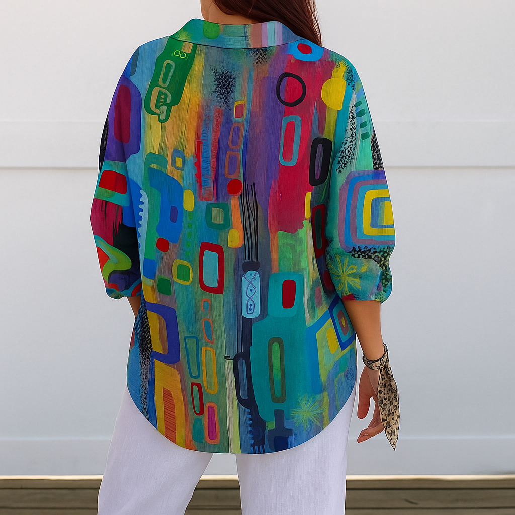 Catalina | Vivid Artistic Button Blouse