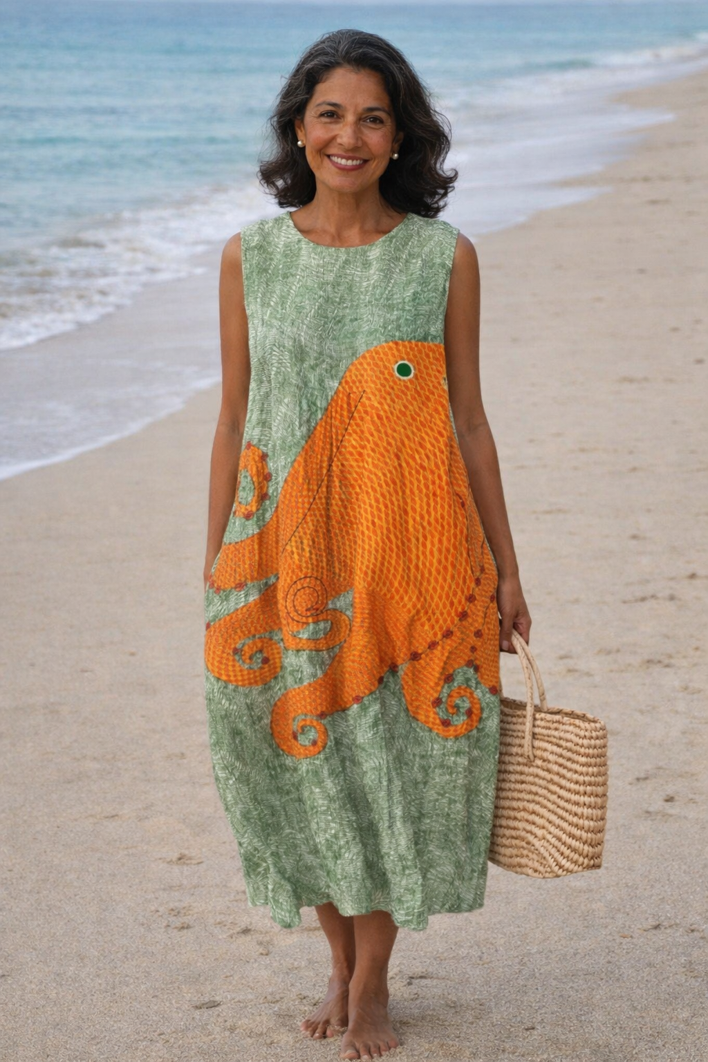 Teresa | Ocean Print Midi Dress
