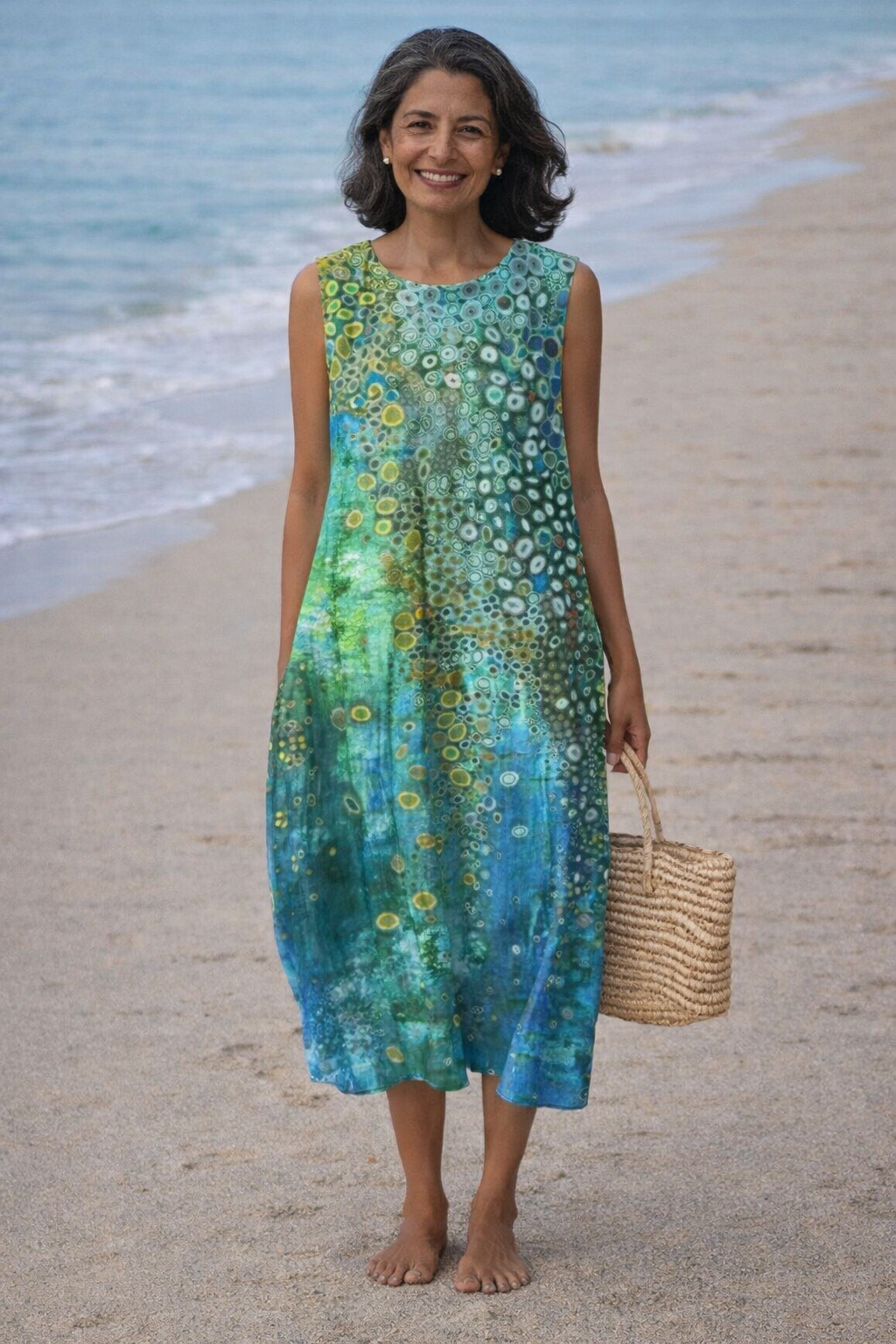 Corinne | Coral Print Midi Dress