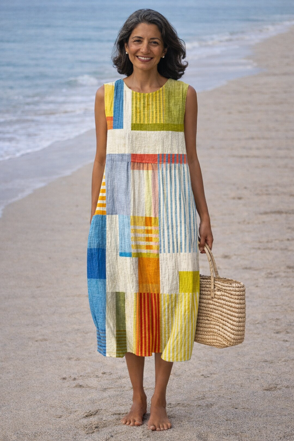 Eva | Bold Geometric Midi Dress