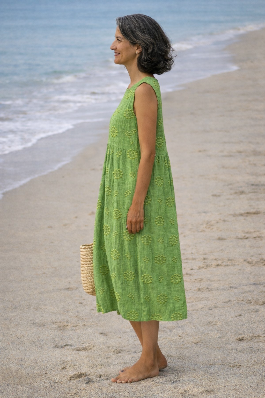 Sara | Embroidery-Look Print Midi Dress