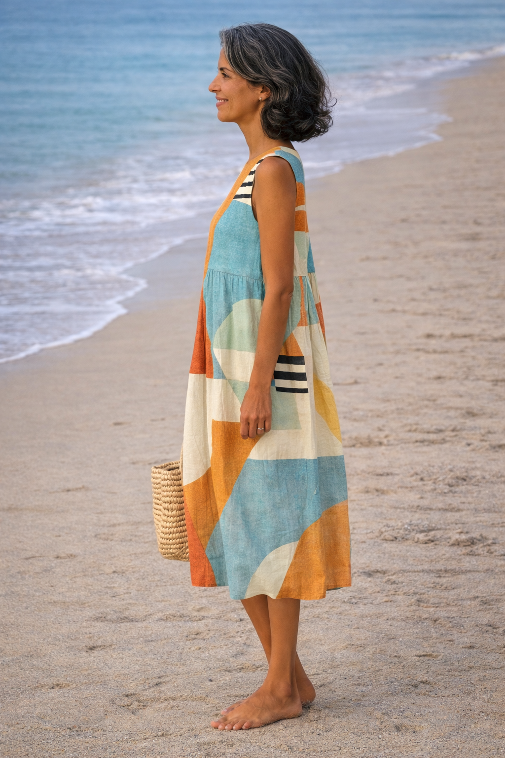 Iris | Geometric Print Midi Dress