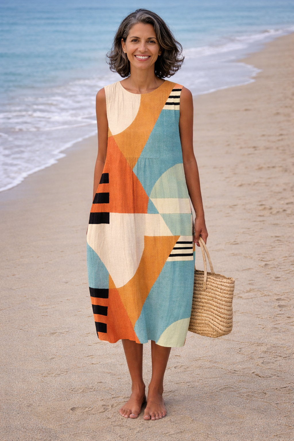 Iris | Geometric Print Midi Dress
