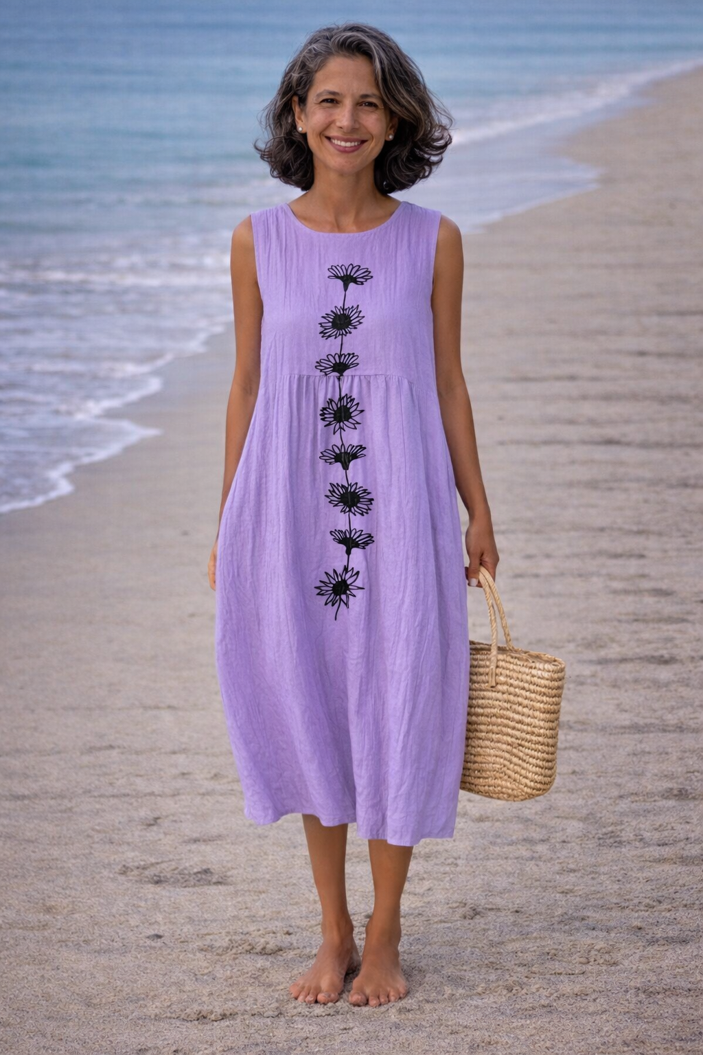 Emma | Purple Floral Midi Dress