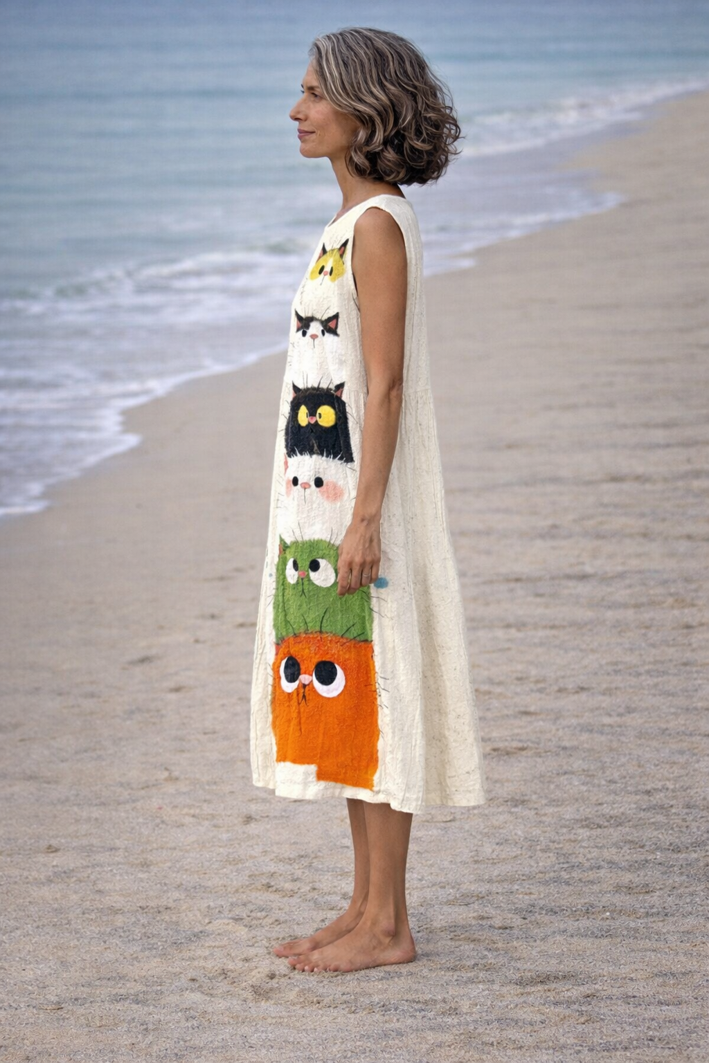 Zoé | Cat Print Midi Dress