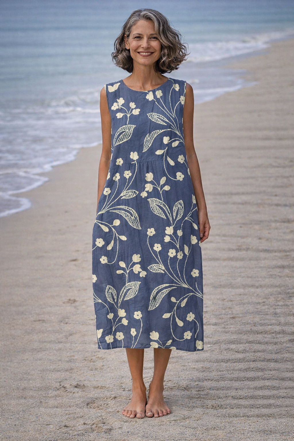 Estela | Vintage Floral Sleeveless Midi Dress