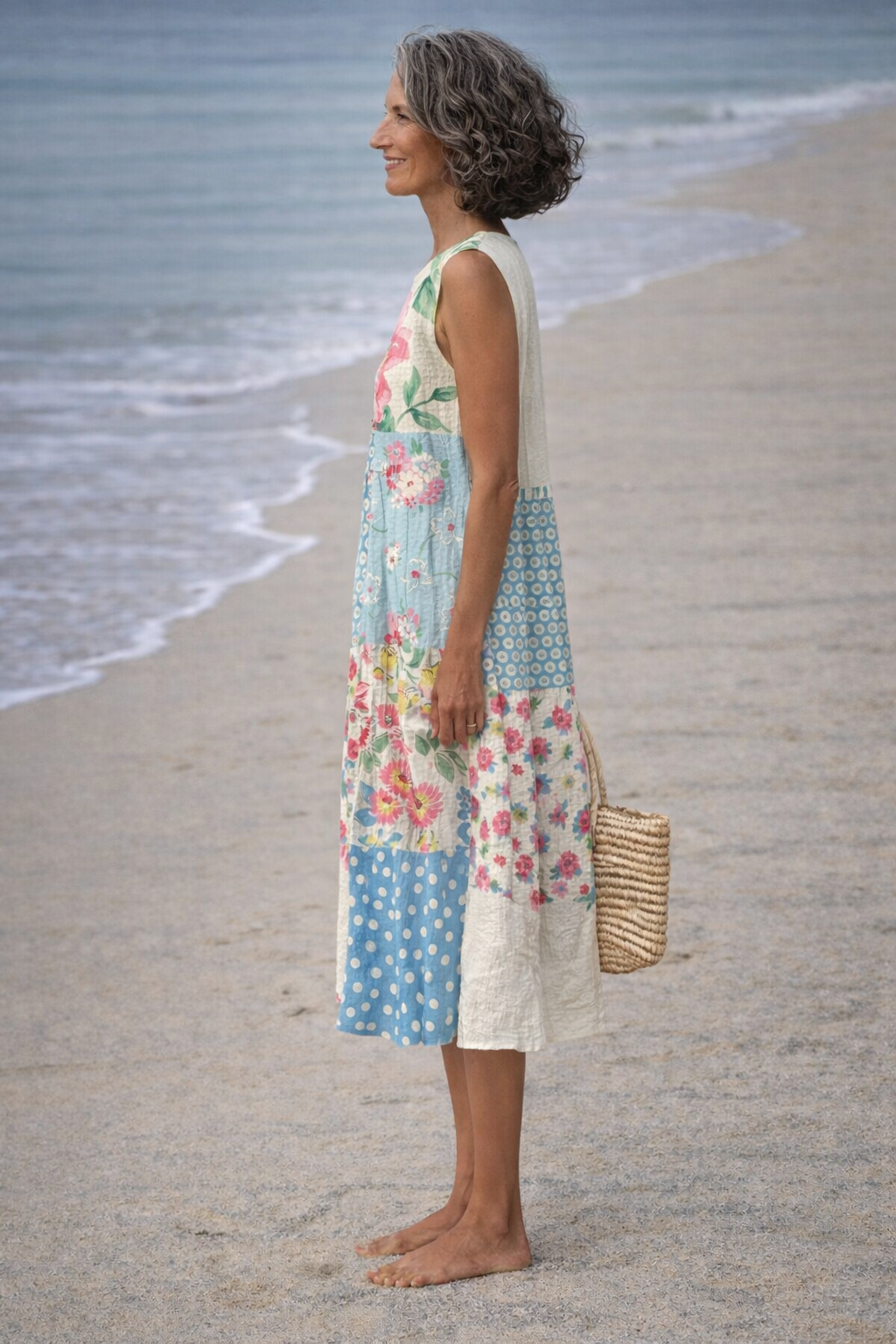 Valeria | Patchwork Print Midi Dress