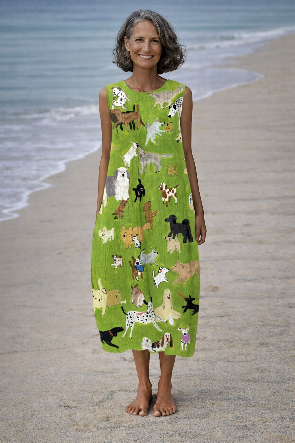 Isabella | Painted Dog Print Midi Dress