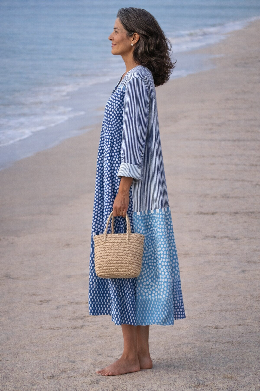 Brisa | Blue Geometric Flowing Dress