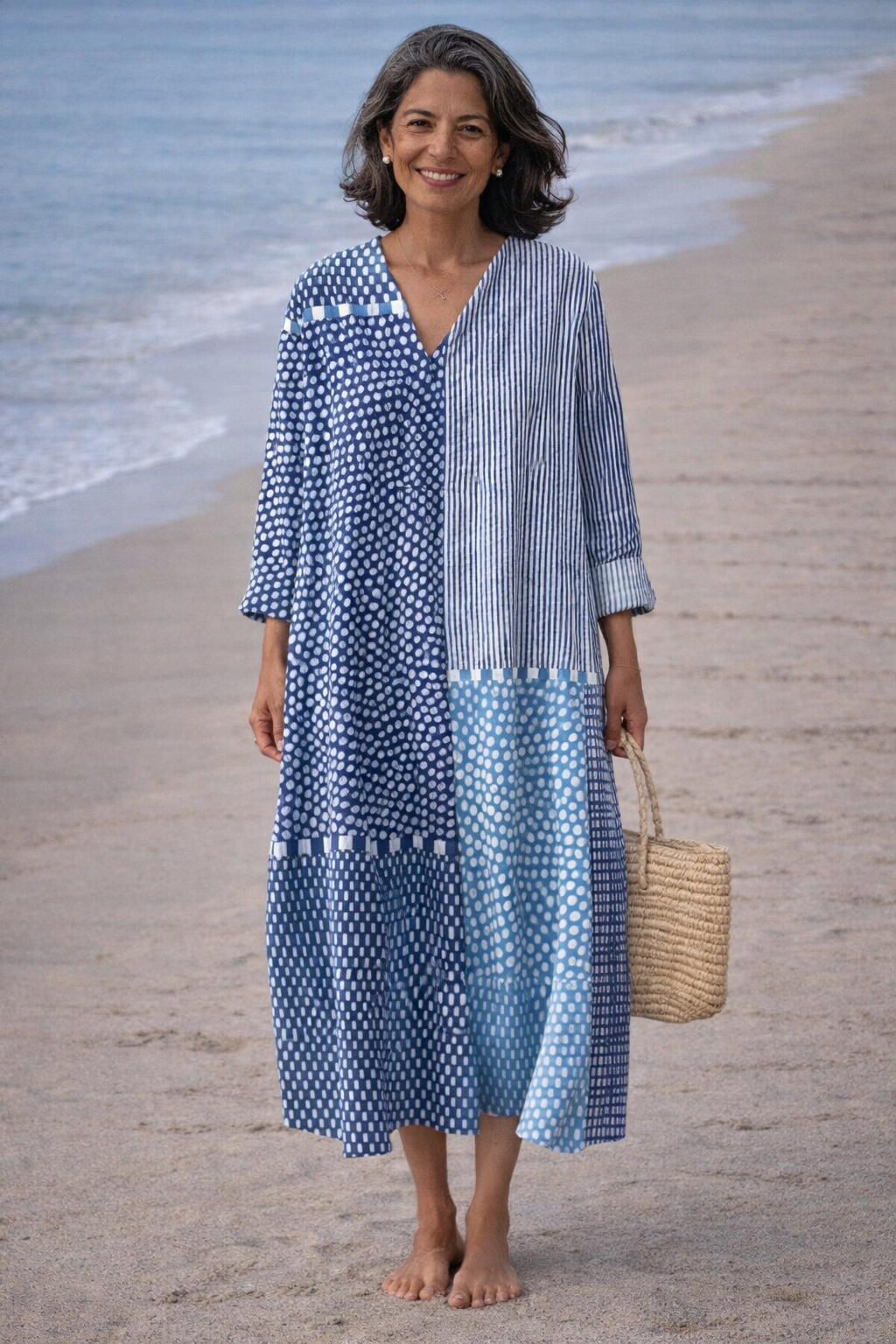 Brisa | Blue Geometric Flowing Dress
