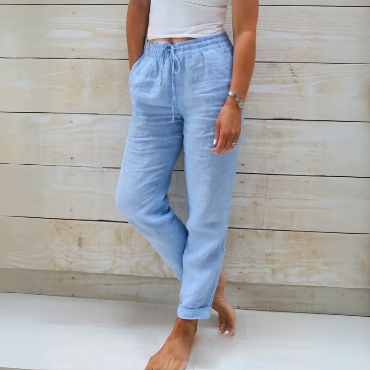 Allison | Tailored Linen-Cotton Trousers