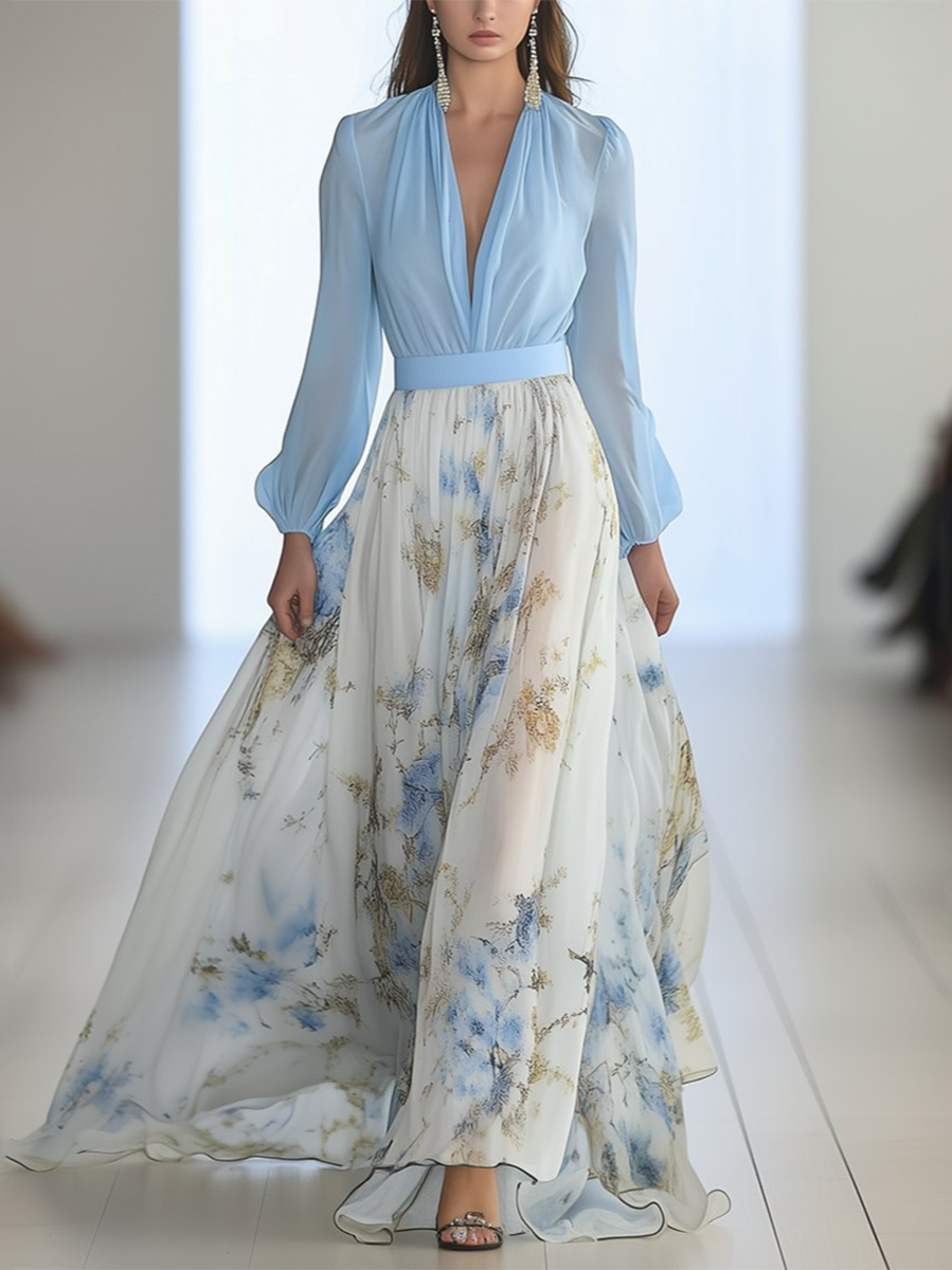 Abigail | Floral Chiffon Maxi Dress