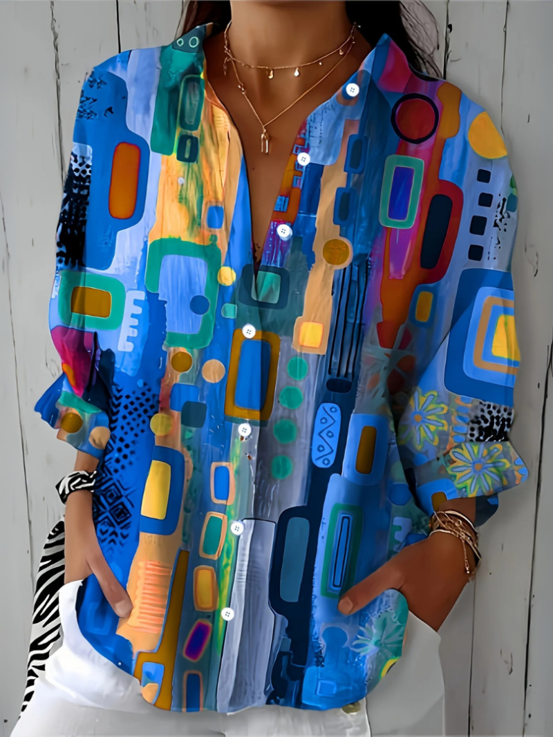 Catalina | Vivid Artistic Button Blouse