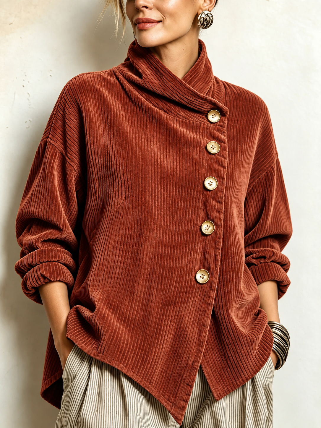 Olivia | Corduroy Button-Up Top