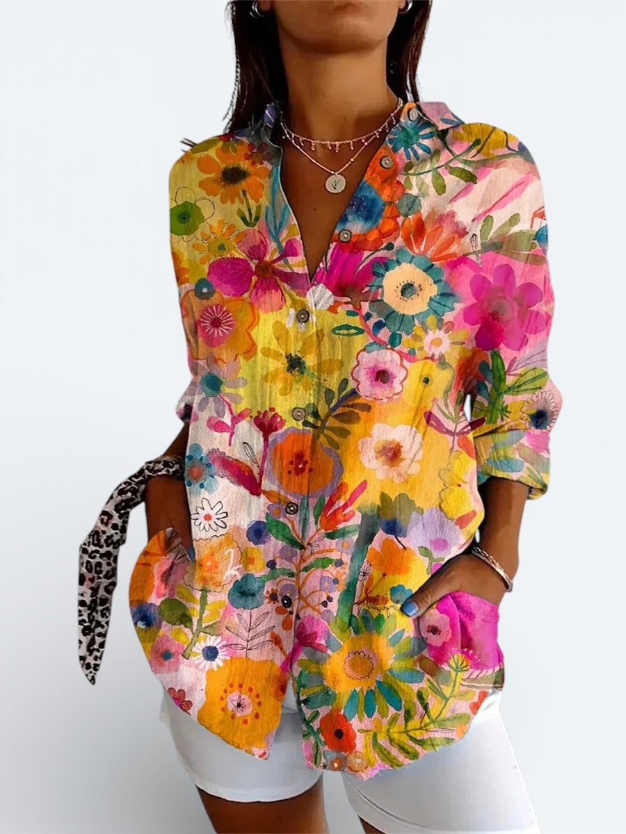 Valentina | Vivid Artistic Button-Up Blouse