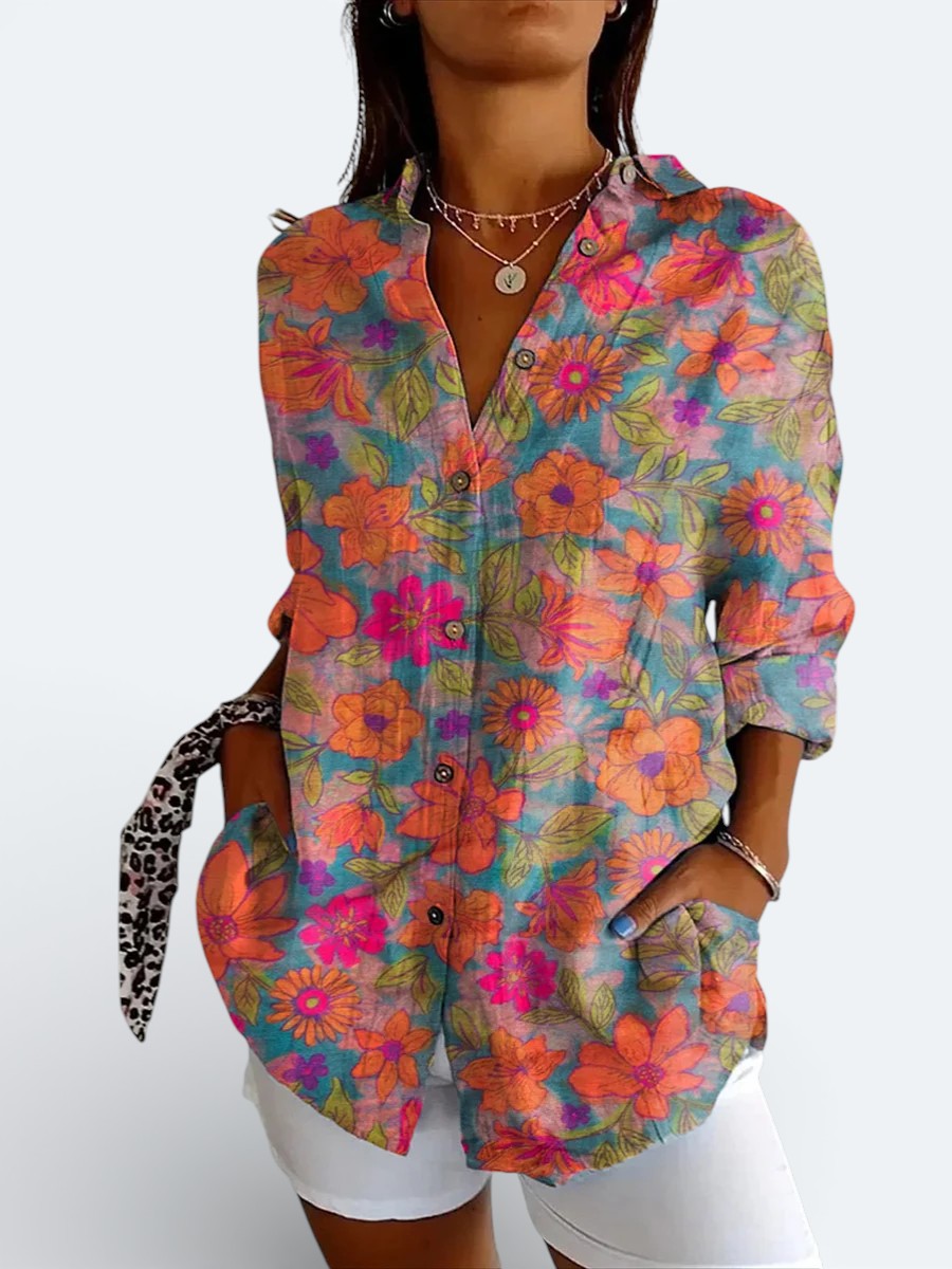 Valentina | Vivid Artistic Button-Up Blouse