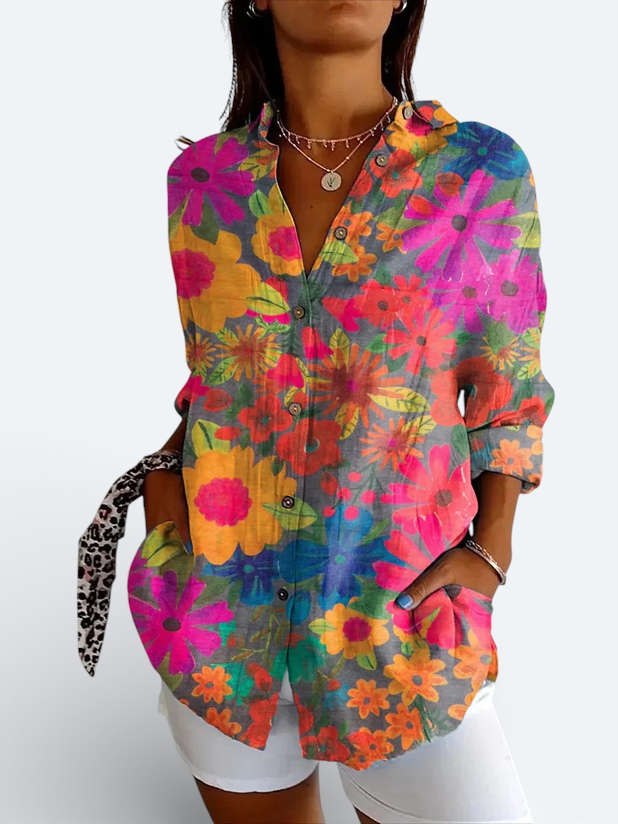 Valentina | Vivid Artistic Button-Up Blouse