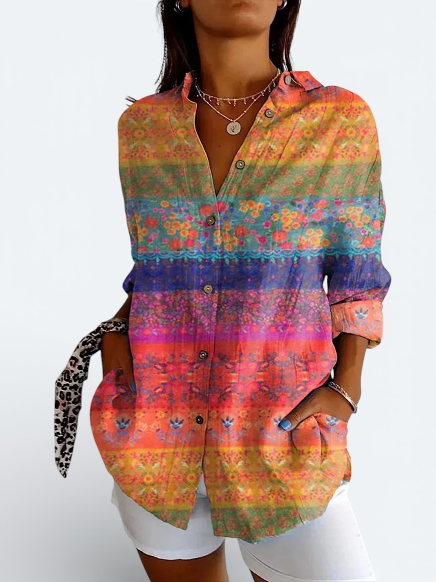 Valentina | Vivid Artistic Button-Up Blouse