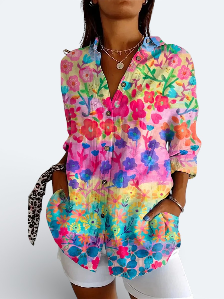 Valentina | Vivid Artistic Button-Up Blouse