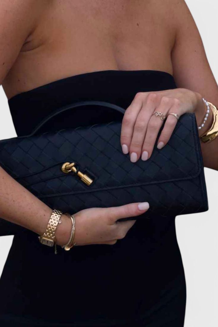 Melanie | Clutch with Gold Ribbon Detail