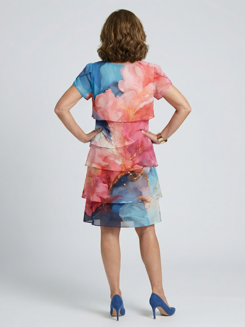 Theresa | Abito midi con stampa marmorea