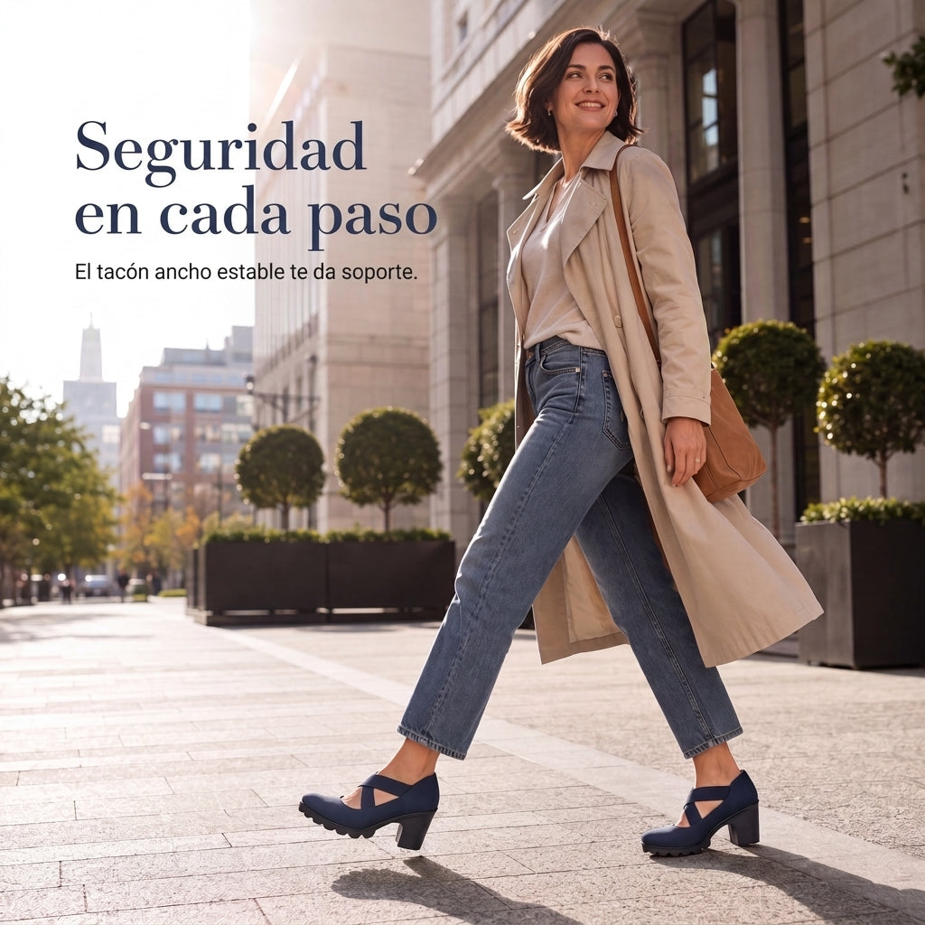 Lola | Women's Platform Shoes with Round Toe, Cross Strap, and Chunky Heel