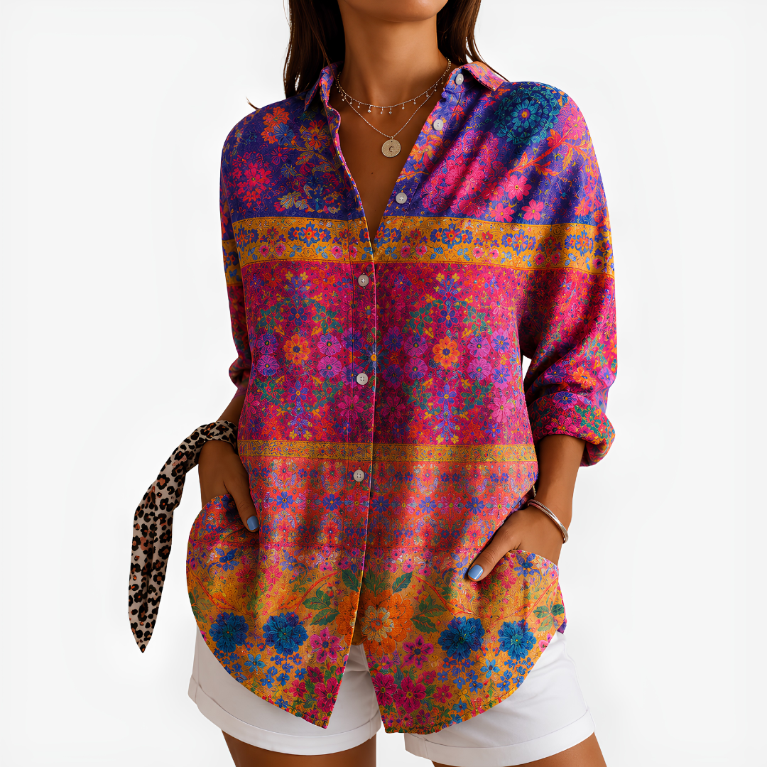 Riley | Bohemian Floral Mosaic Blouse