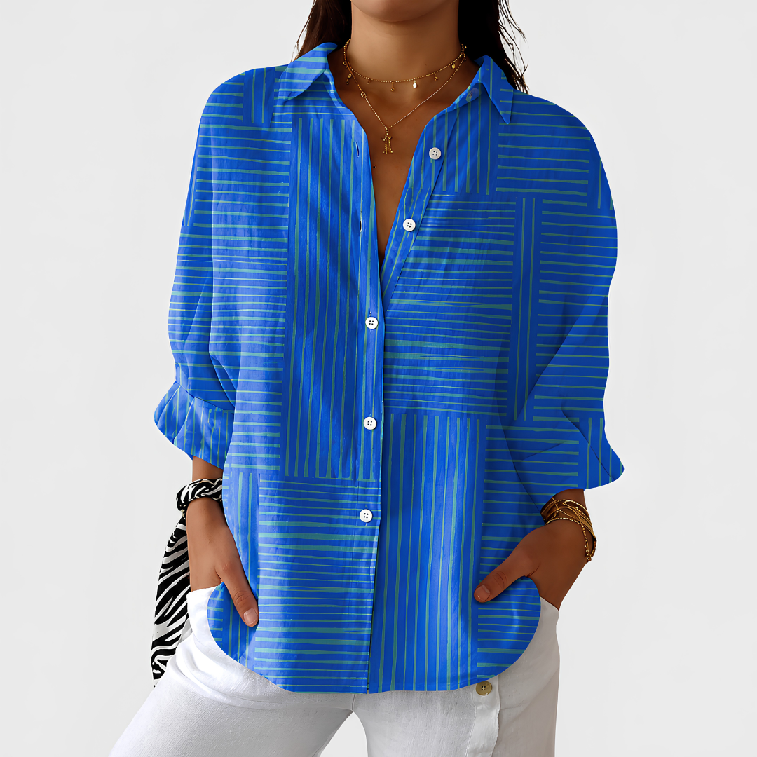 Claire | Modern Blue Stripe Blouse